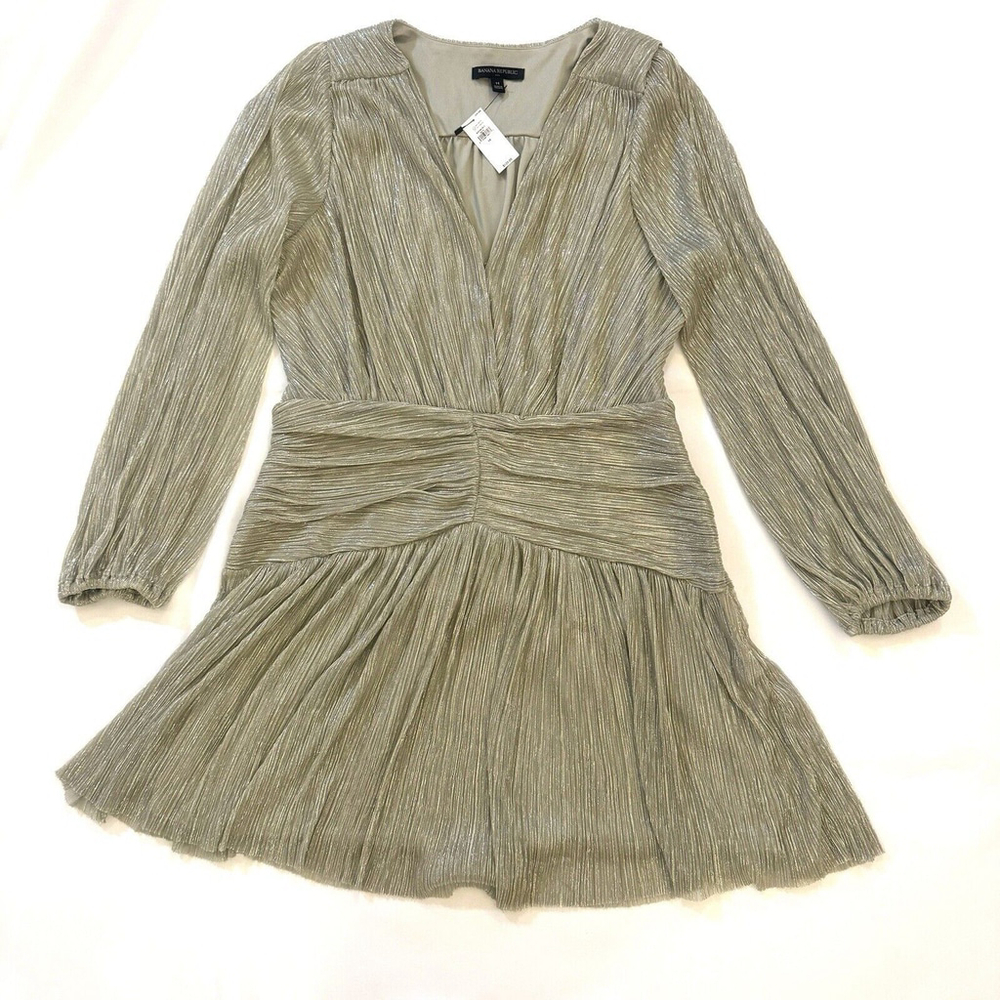 Banana Republic Metallic Silver Midi Dress
